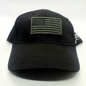 NWT Voodoo Tactical Black Adjustable Hat with removable flag moral patch